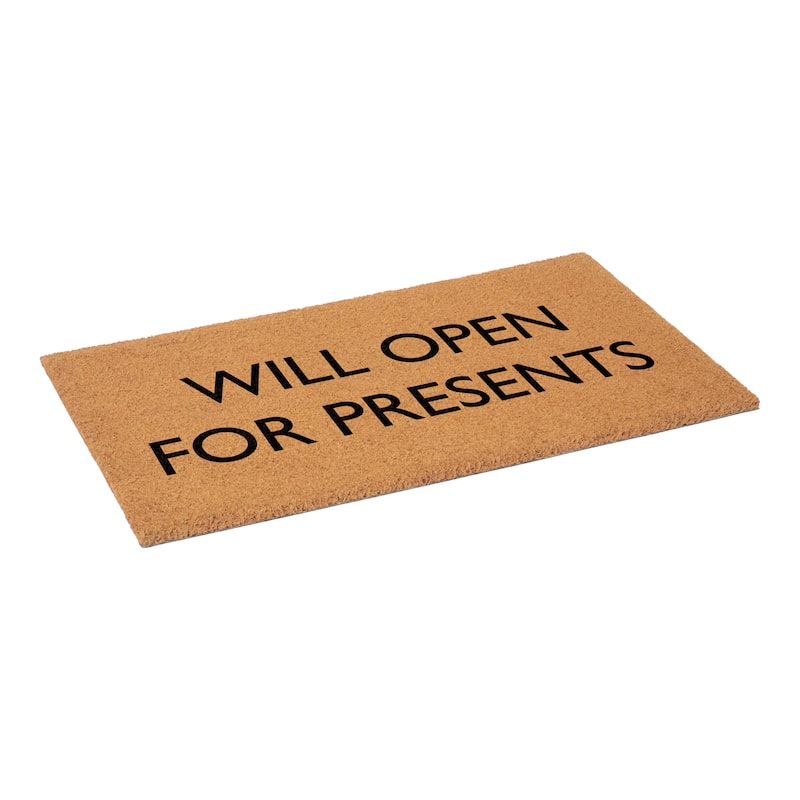 HomeRoots 17" X 29" Brown And Black Christmas Outdoor Coir Door Mat - 17.00' X '29.00