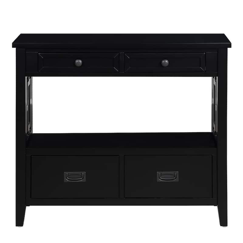 36'' Vintage Entryway Table with 4 Drawers and 1 Storage Shelf