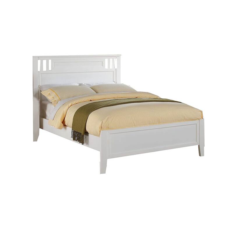 Full Size Bed with Unique Design Headboard, White Finish, Contemporary Style