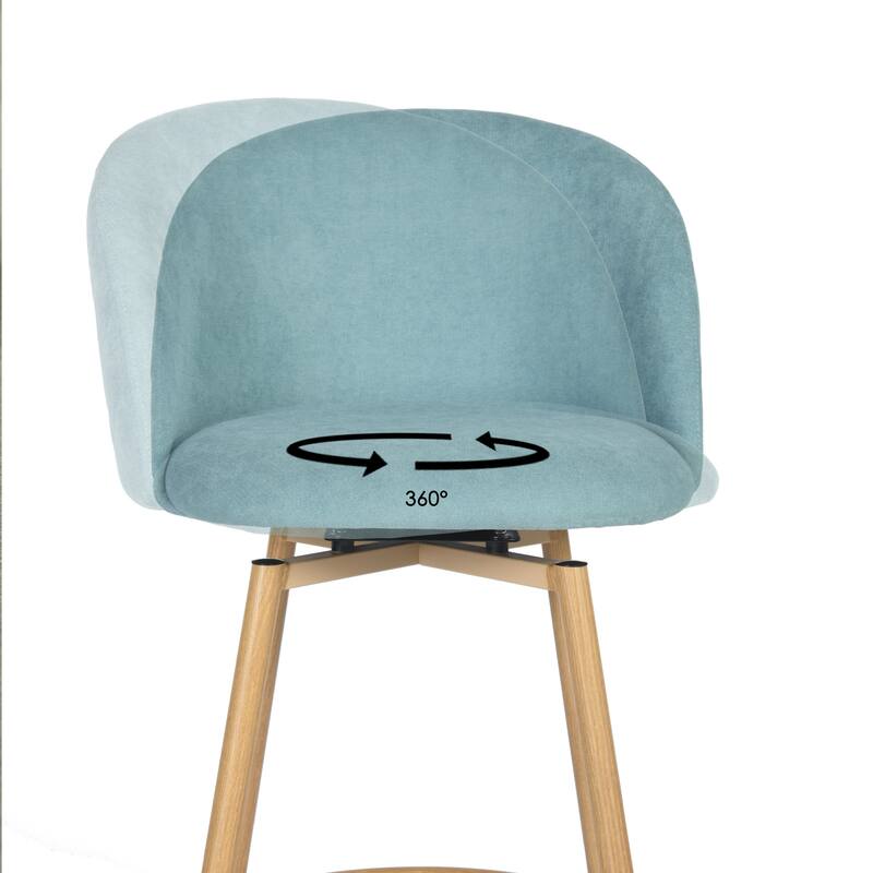 Homy Casa Set of 2 Counter Stools with Fabric Upholstery and Light Wood-Look Legs for Contemporary Kitchens and Casual Dining