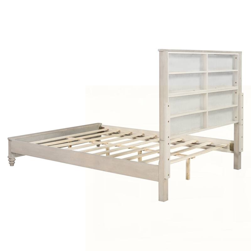 Solid Wood Bed Frame with Tall Headboard