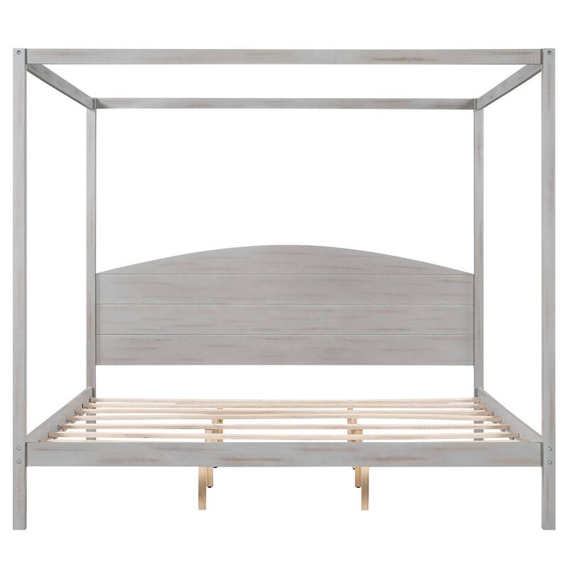 King Size Canopy Bed with Headboard and Support Legs