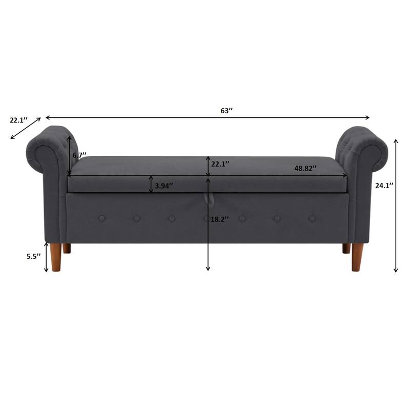 Storage Ottoman Bench with Safety Hinge, Upholstered Storage Bench with Seating for Living Room