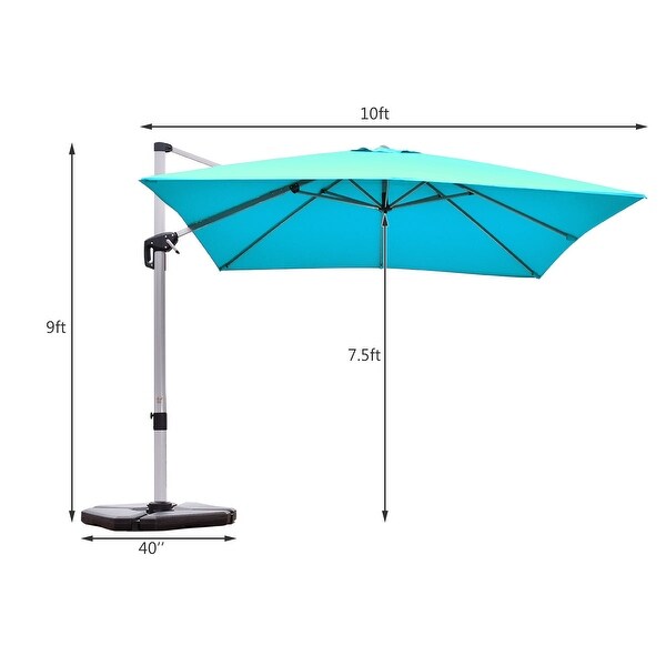 Costway 10ft Square Patio Offset Cantilever Umbrella 360