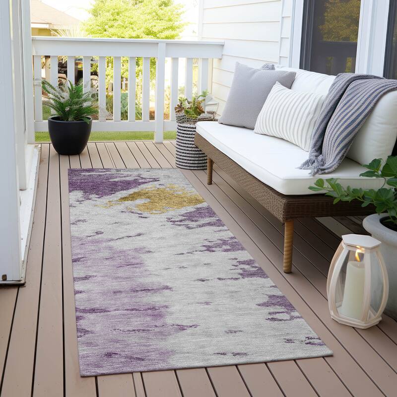 Machine Washable Indoor/ Outdoor Chantille Tie Dye Modern Rug