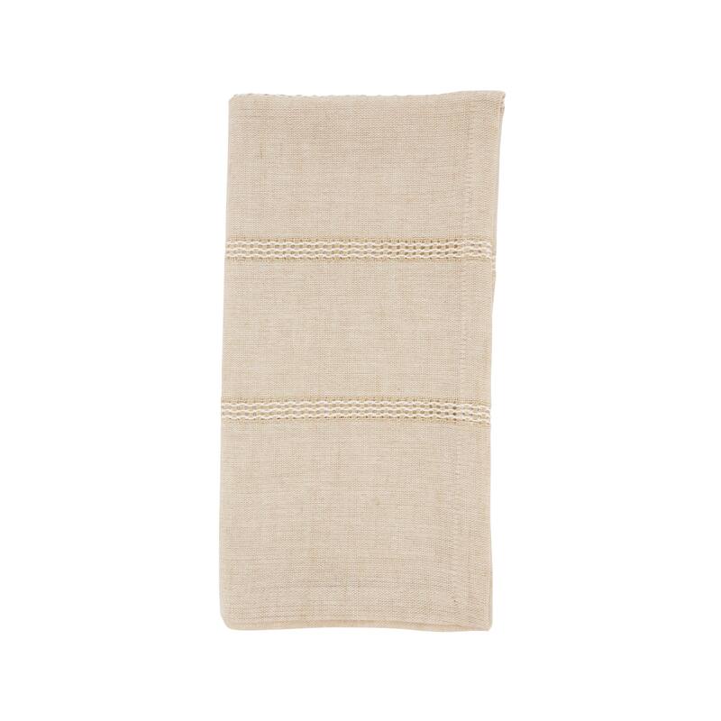 Leno Stripe Elegance Napkin (Set of 4) - Set of 4 - Natural