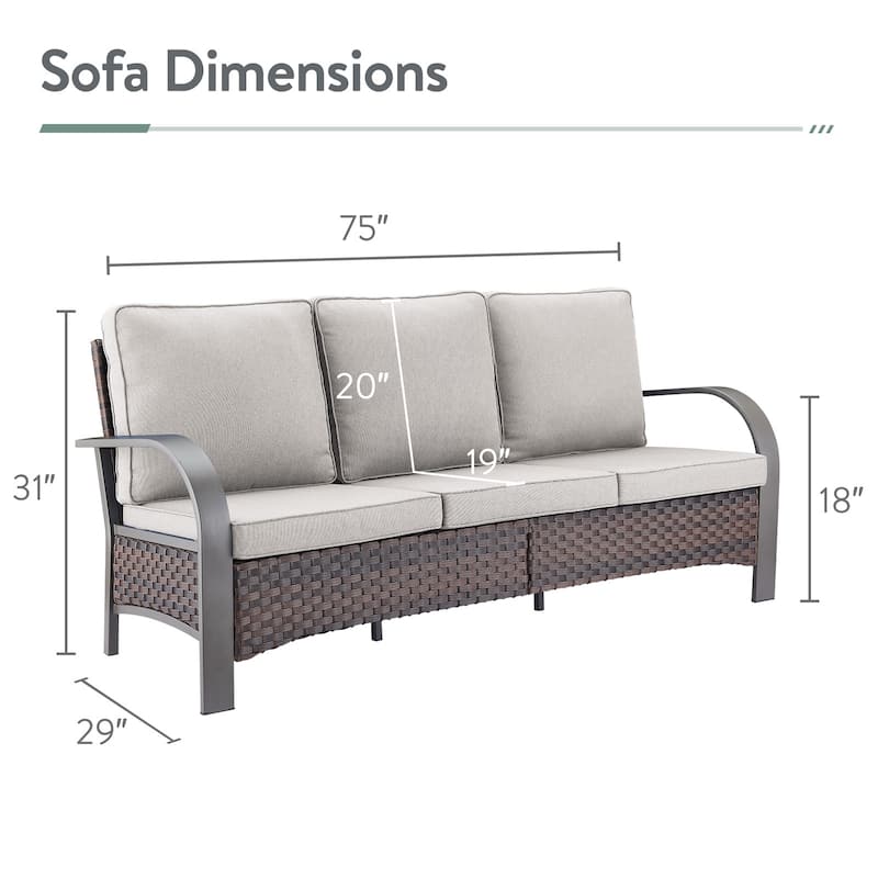 Pocassy Outdoor Patio Sofa Chairs Ottoman Set Funiture
