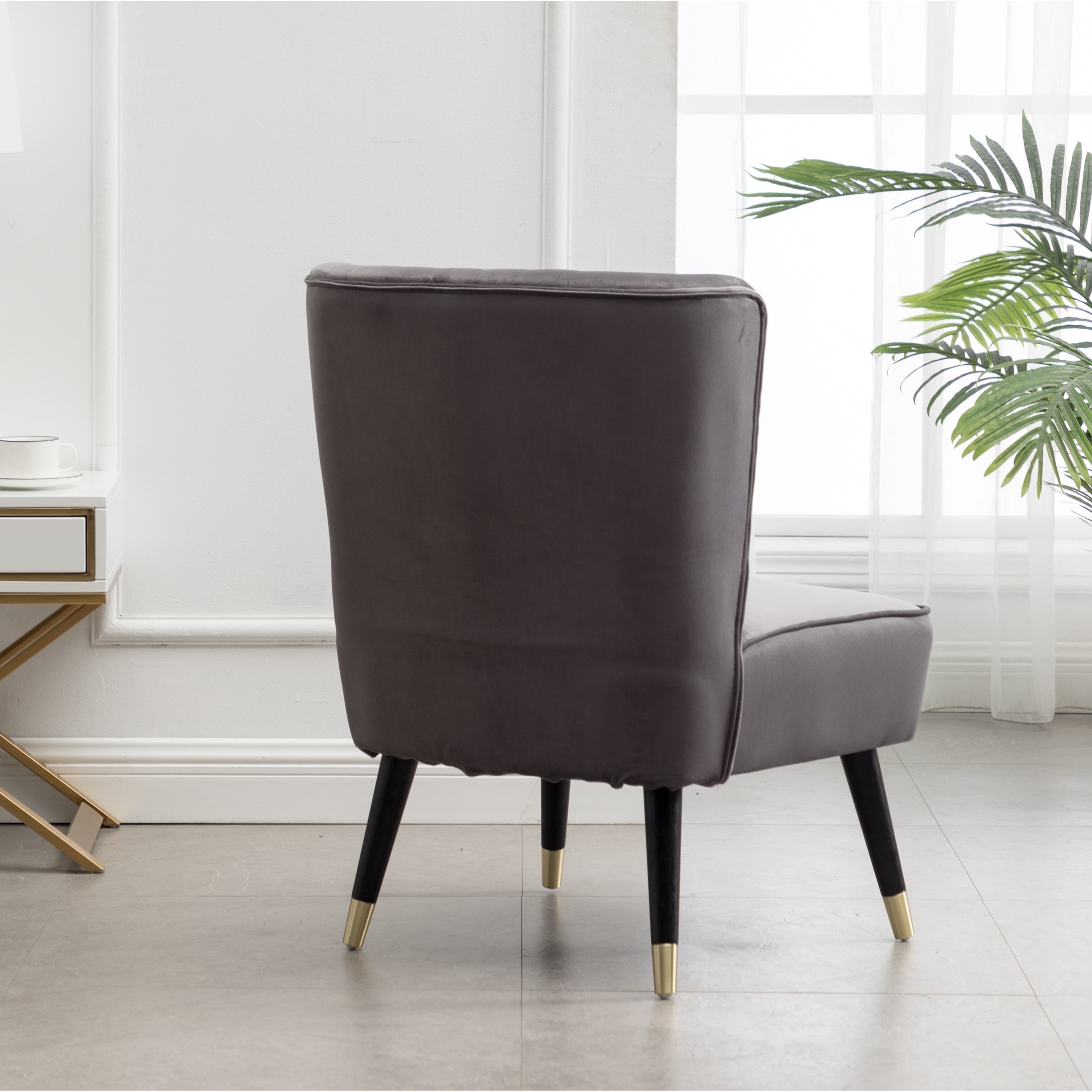 One Size Leonard Contemporary Accent Chair Grey Fabric One Size Leonard Contemporary Accent Chair Grey Fabric