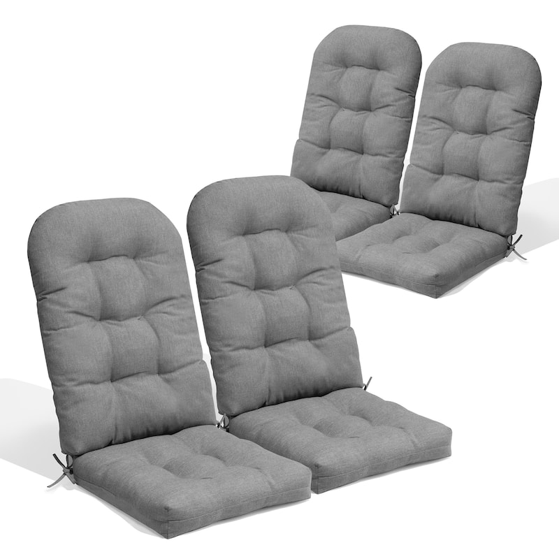 Outdoor Adirondack Chair Cushion Rocking Chair Cushions Thickened Patio Chair Pad with Sunbrella - 4PC - Grey