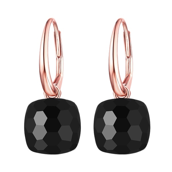 Vedantti Magic Honeycomb Cut Black Onyx Gemstone Protector Leverback Earring