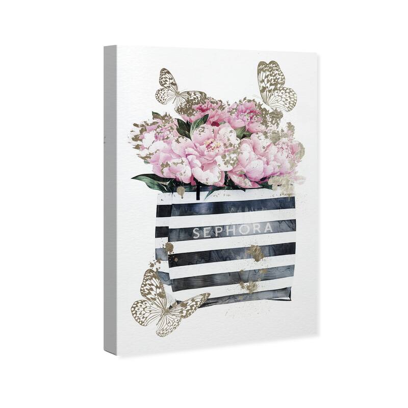Wynwood Studio Fashion and Glam Loveland Butterflies Pink and Metallic Gold Glam Wall Art Canvas Print