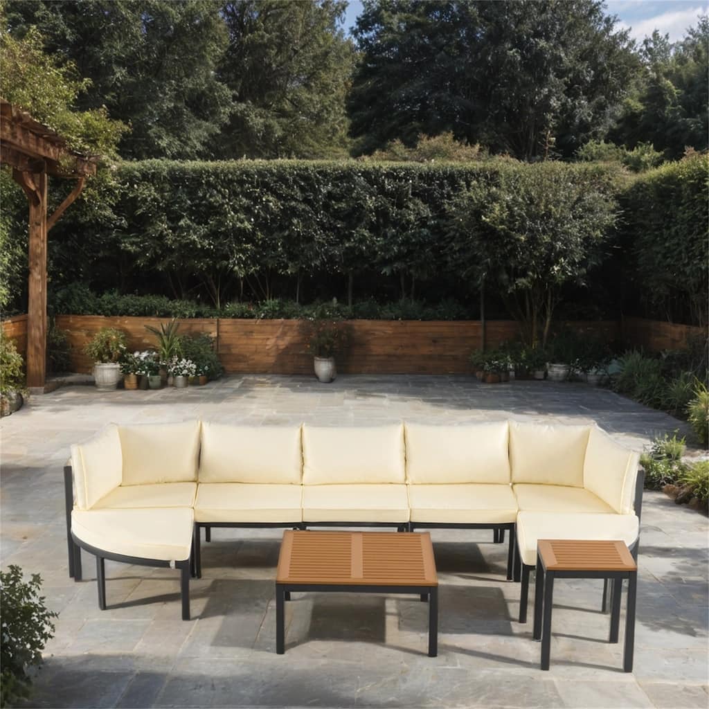 Outdoor Sectional Sofa Set with Cushions and Table for Patio