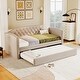 preview thumbnail 2 of 9, Beige Twin Size Daybed wTrundle Curved Arms Button Tufting Sofa Bed