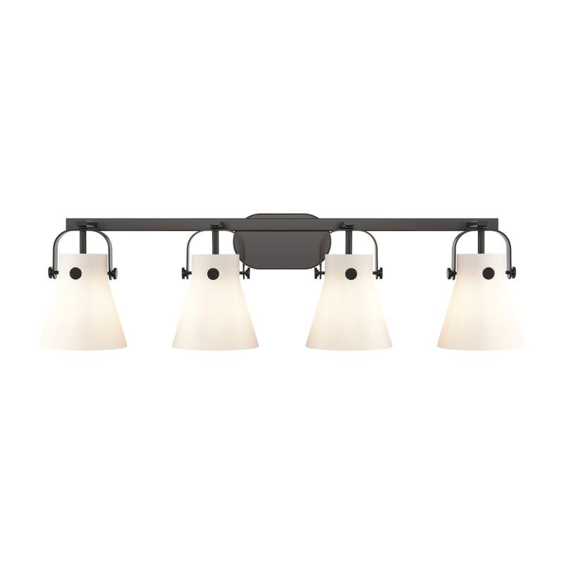 Innovations Lighting 423-4W-10-37 Pilaster II Cone Vanity Pilaster II - Matte Black / Matte White