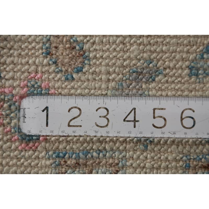 Hand Knotted Oriental 100% Wool Carpet Transitional Geometric Greys & Charcoal Oushak Runner Rug - 16' 1'' X 3' 5''