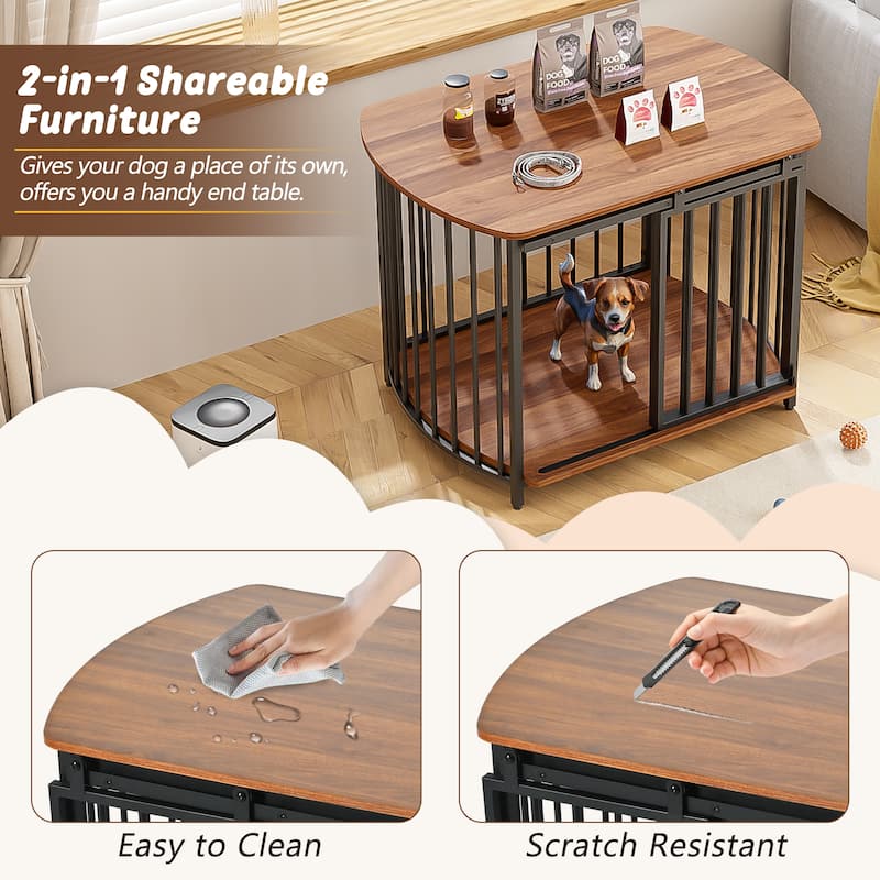31.5" Furniture Style Dog Crate, Modern Dog Crate End Table with Double-Doors