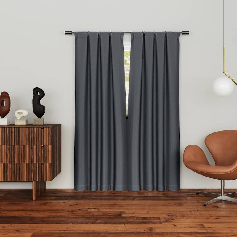 Sun Zero Prescott 2-Piece Herringbone Magnetic Closure Total Blackout Rod Pocket Curtain Panel Pair
