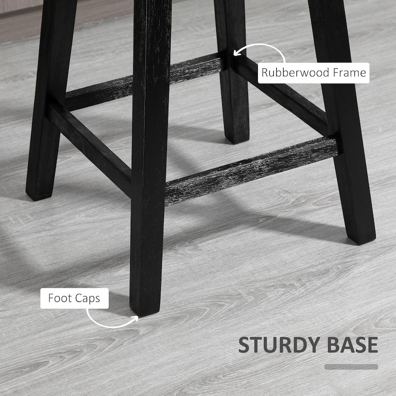 HOMCOM 28" Swivel Counter Height Bar Stools with Backs, Upholstered Dining Room and Kitchen Bar Stools Set of 2 with Wood Legs