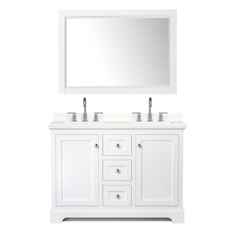 Avery 48-inch Double Vanity, Quartz Top, 46-inch Mirror