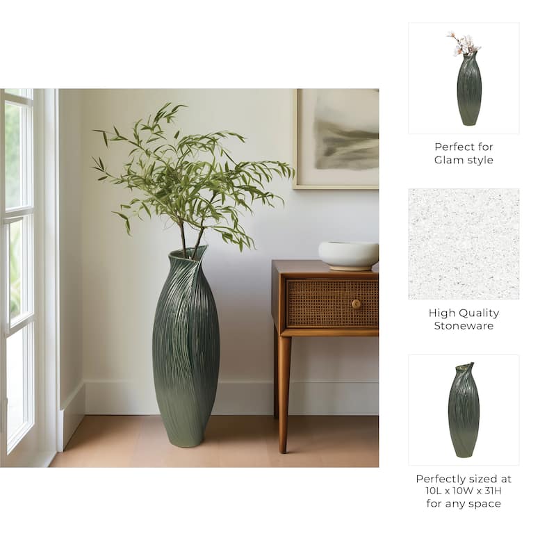 Ceramic Stylish Rubpert Contemporary Vase - Green