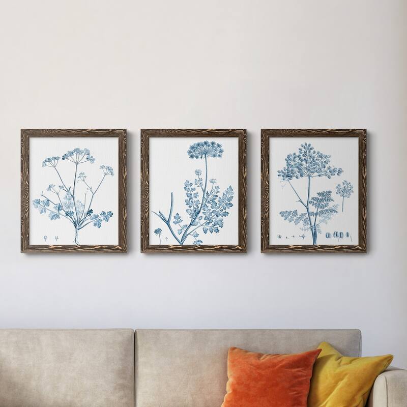 Antique Botanical in Blue IV-Premium Framed Canvas - Ready to Hang - Multi-Color