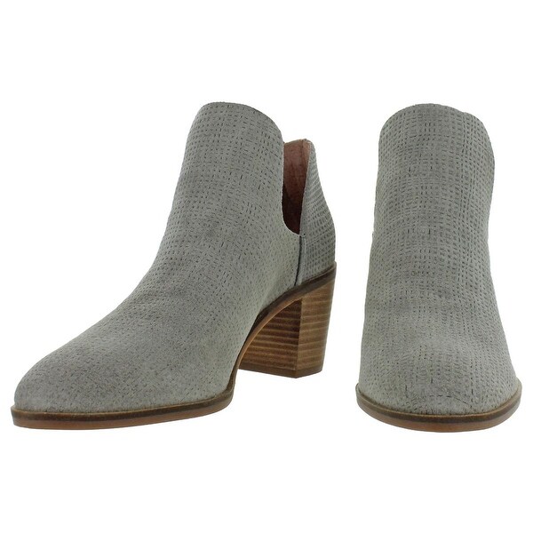 Powe Suede Cut-Out Stacked Heel Bootie 