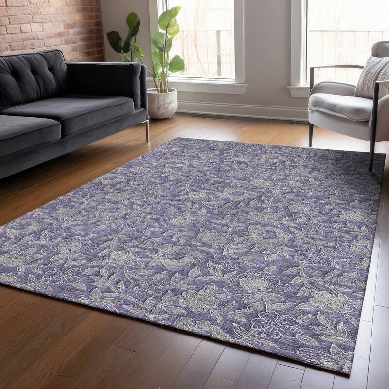 Machine Washable Indoor/ Outdoor Chantille Floral Rug