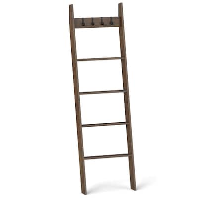 Costway Bamboo Blanket Ladder 5-Tier Ladder Shelf with 4 Removable - See Details