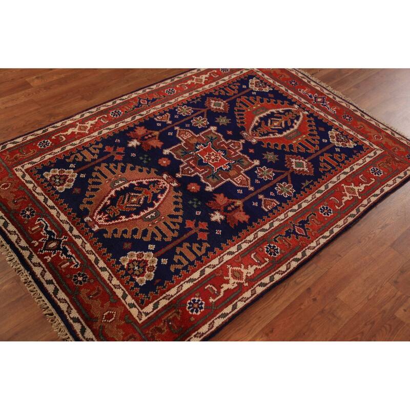 Orange Khottan Oriental Accent Rug Hand-Knotted Wool Carpet - 4'1"x 5'10"