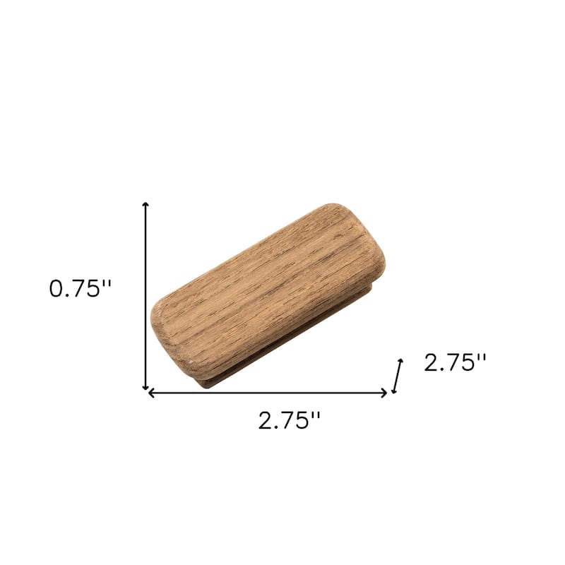 HomeRoots Set of Two Brown Teak Wood Drawer Pull Knobs - 2.75 in. x 0.75 in. x 2.75 in.