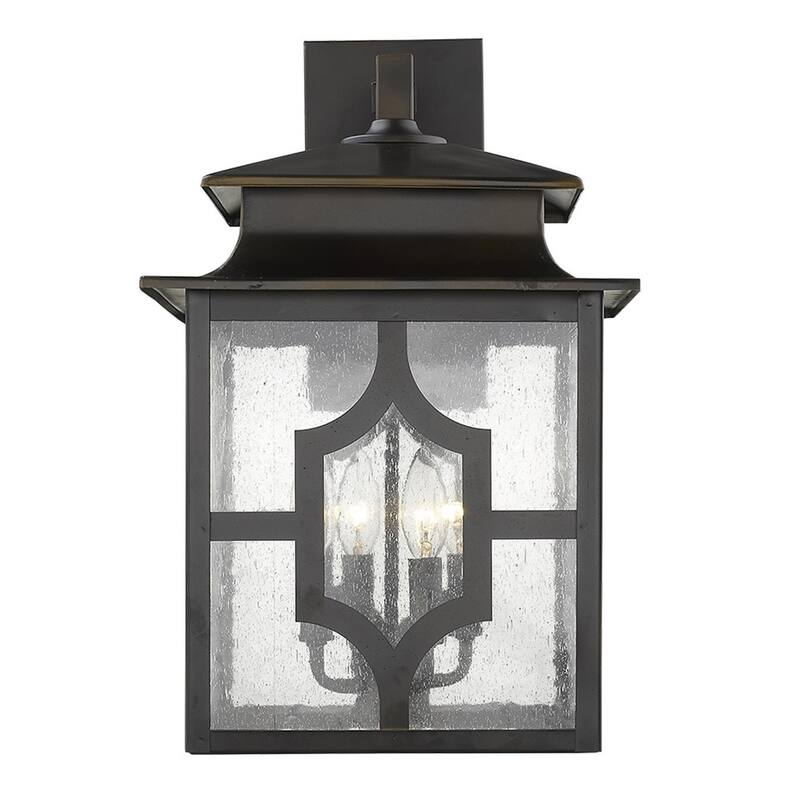 Outdoor Wall Light Fixture with Seedy Glass Shade and Bronze Flush Mount E12 LED Compatible