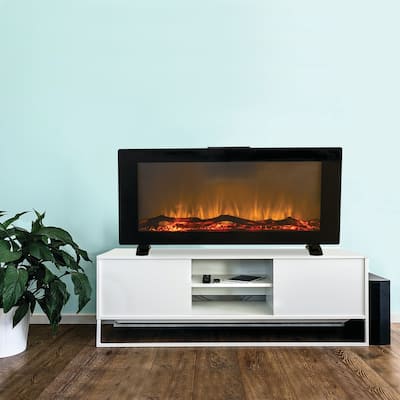 42.5" Slim Black Flat Wall Mounted Fireplace