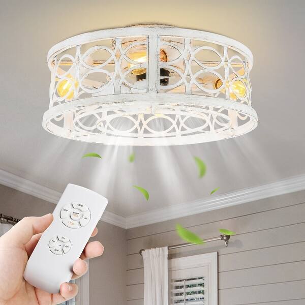 Cusp Barn 20-In Retro Distressed White Ceiling Fan with Lights