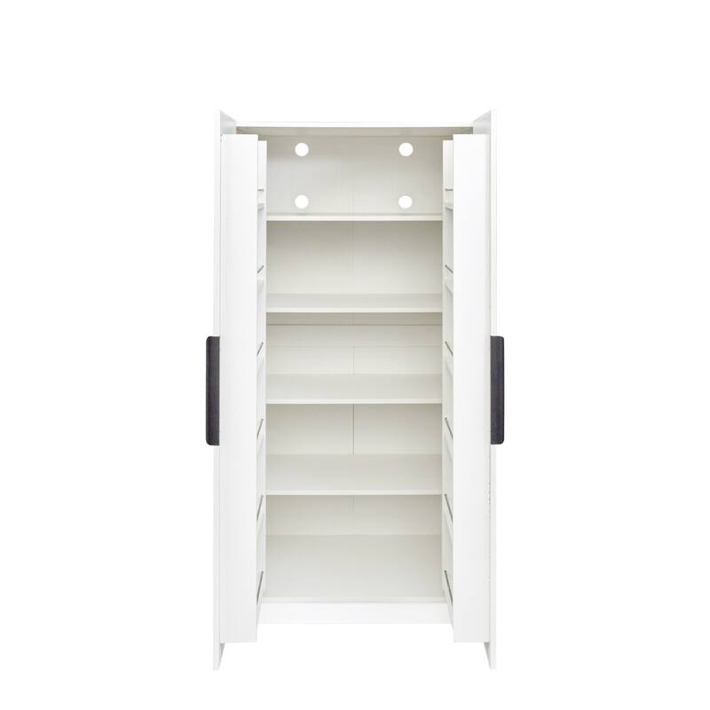 Roomfitters 62.99" Kitchen Pantry Cabinet, Freestanding Buffet Cupboard with Multi-Level Shelves and Doors