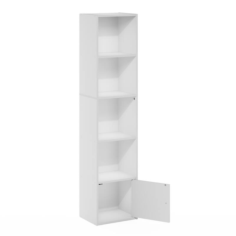 Furinno Luder 5-Tier Shelf Bookcase with 1 Door Storage Cabinet