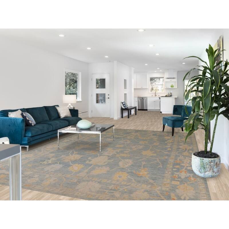 Floral / Medallion Oushak Turkish Rug Handmade Wool Carpet - 8'10"x 12'0"