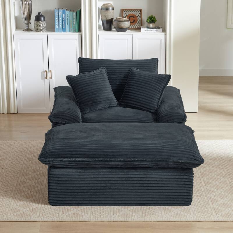 51.97" Modern Comfortable Cushioned Compression Single Sofa with Footrest