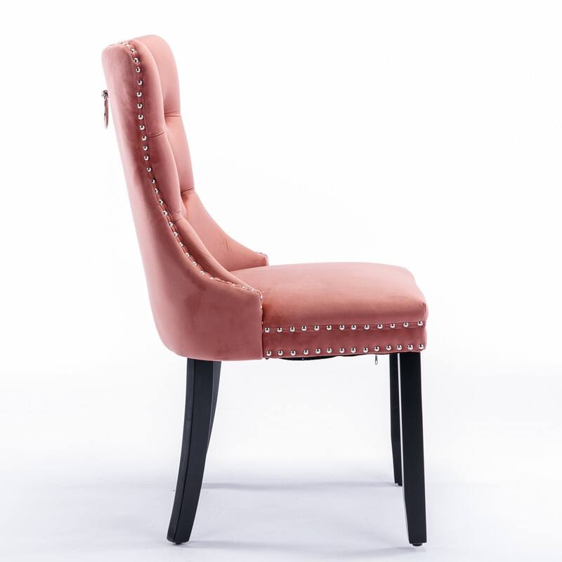 Tufted Velvet Dining Chairs with Nailhead Trim (Set of 2)
