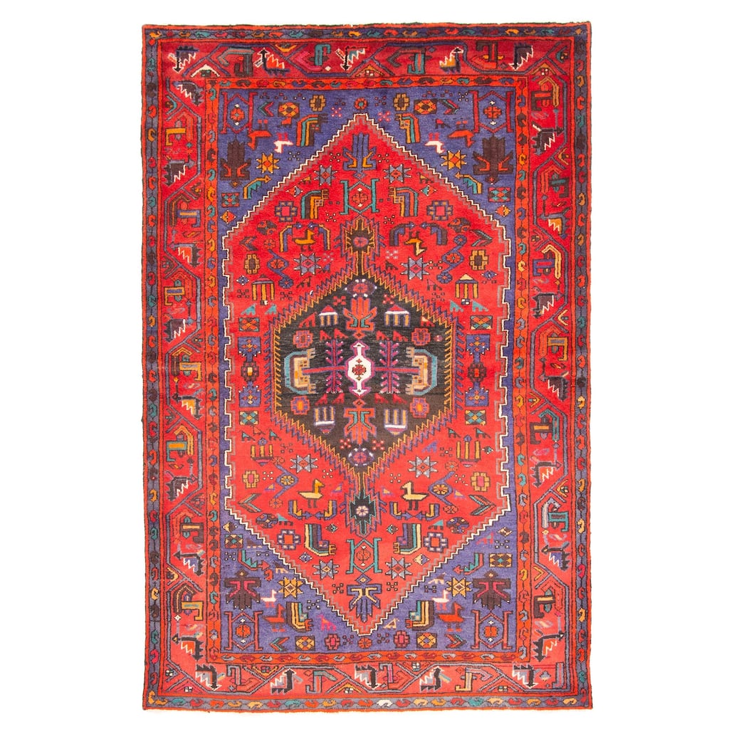 ECARPETGALLERY Hand-knotted Andelz Red Wool Rug - 4'9 x 7'5