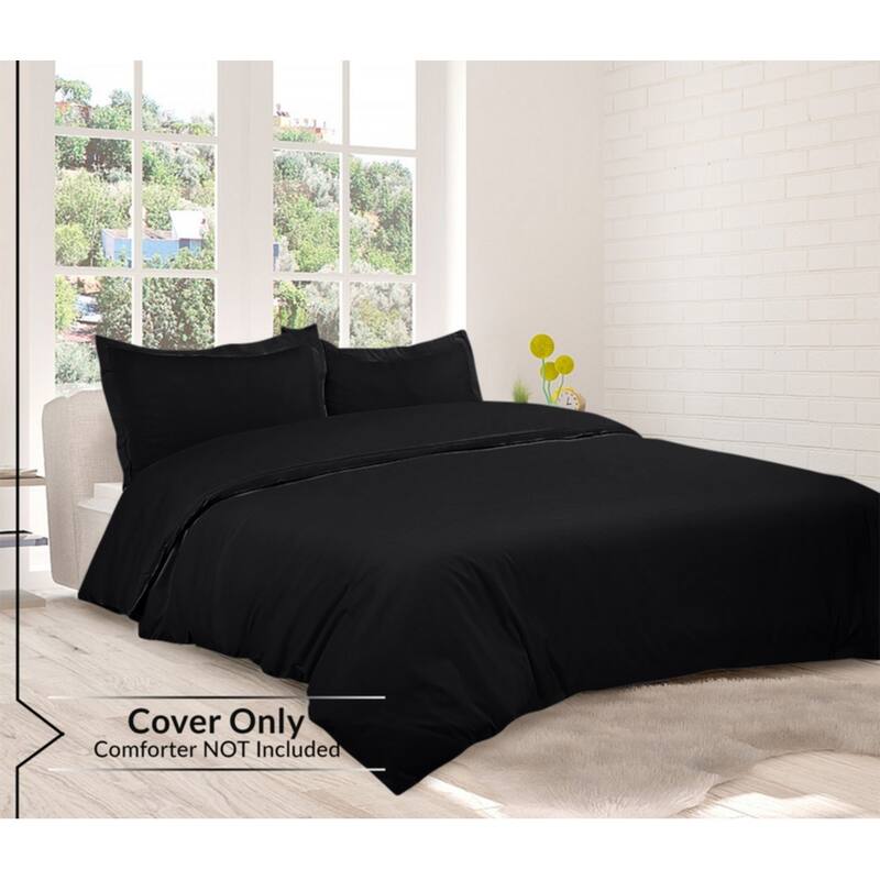 Royale Linens Black Duvet Cover Full Size - Soft Duvet Cover Set - 3 Piece Double Brushed Full Duvet Covers with Zipper Closure