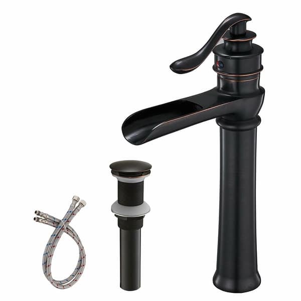 slide 1 of 21, Vibrantbath Waterfall Bathroom Vessel Sink Faucet with Drain Oil Rubbed Bronze