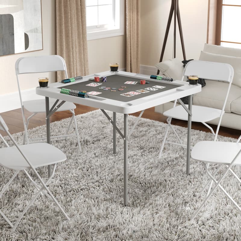 4-Player Folding Card Game Table with Cup Holders - 34.5"D x 34.5"W x 29"H