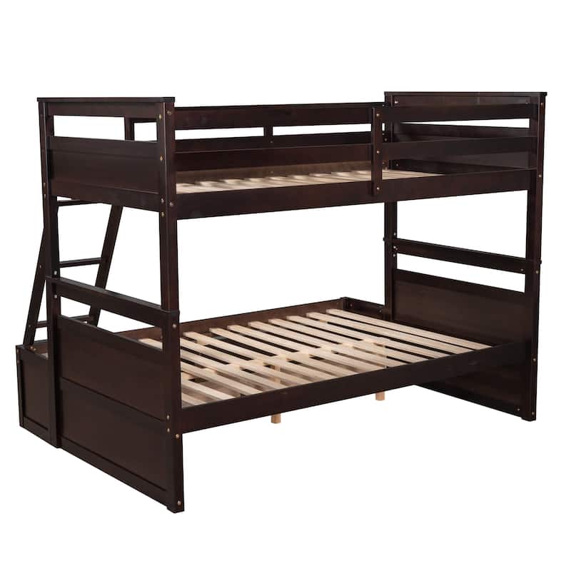 Space-Saving Twin-Over-Full Bunk Bed with Drawers, Durable Pine Construction