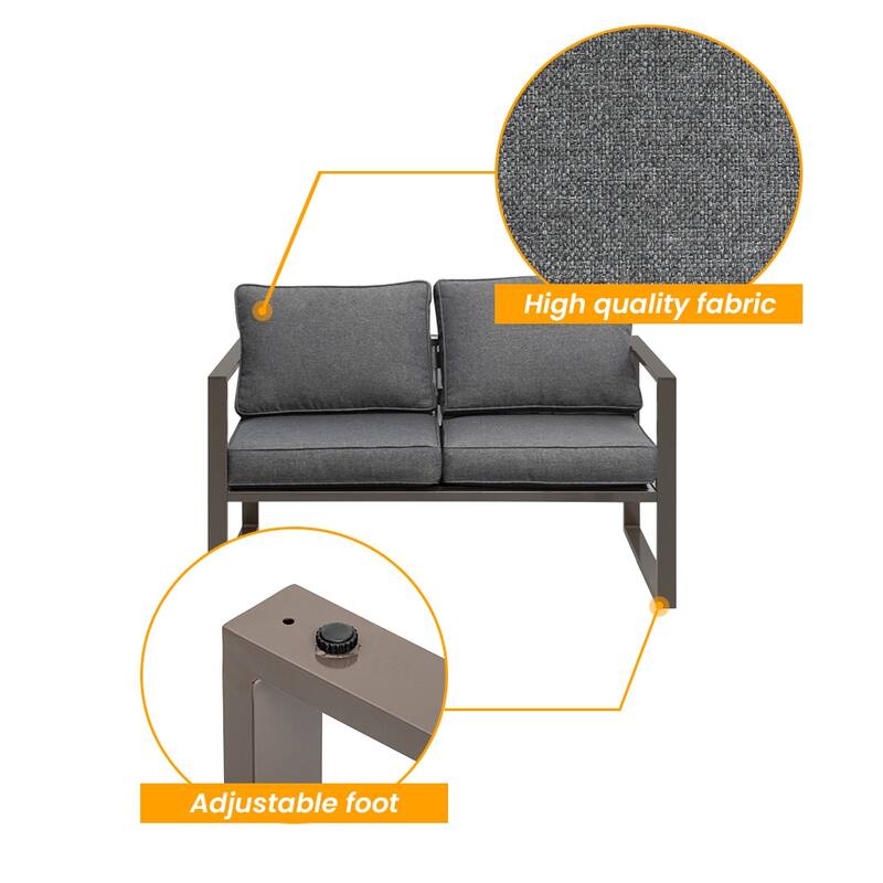 Outdoor Cushioned Sectional Sofa Chat Set Patio Conversation Seating Set
