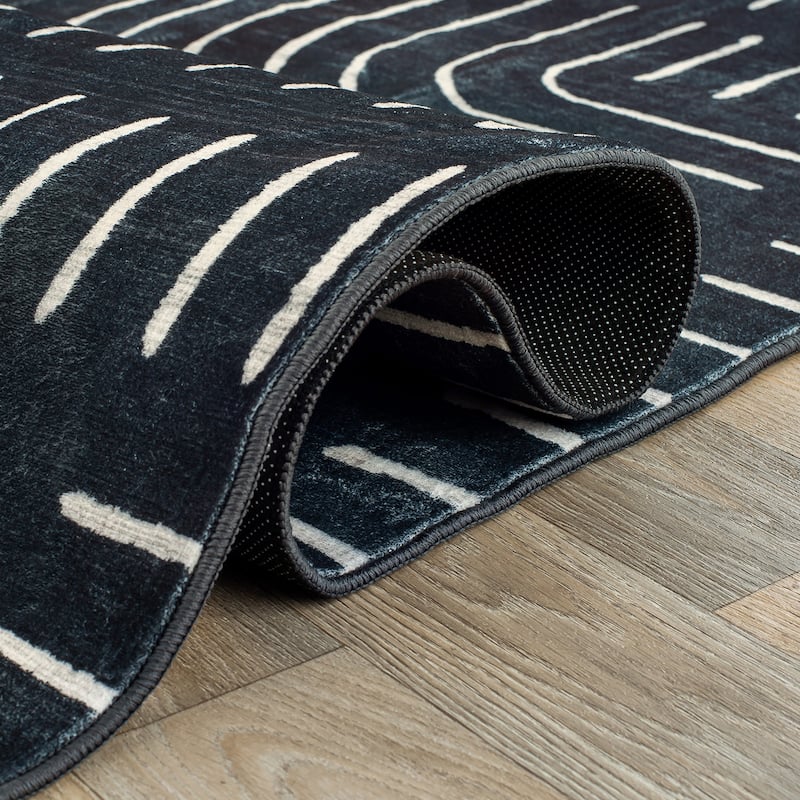 World Rug Gallery Bohemian Lines Washable Non Slip Area Rugs