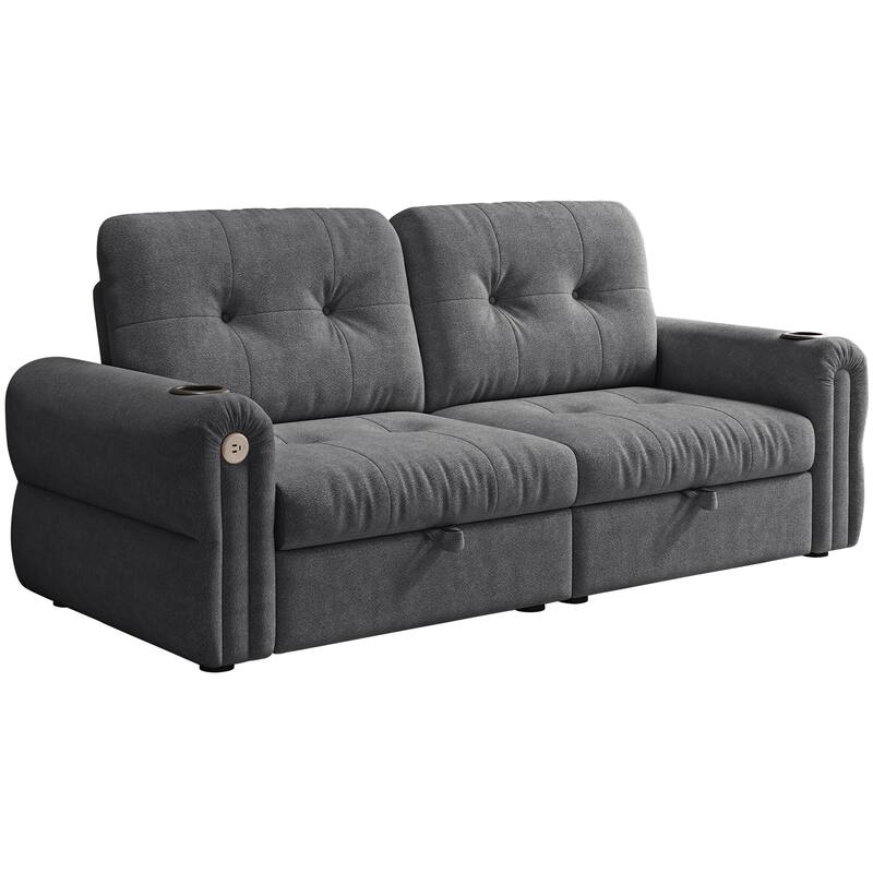 GDFStudio - Chenille Convertible 2-Seater 74" Sofa Bed