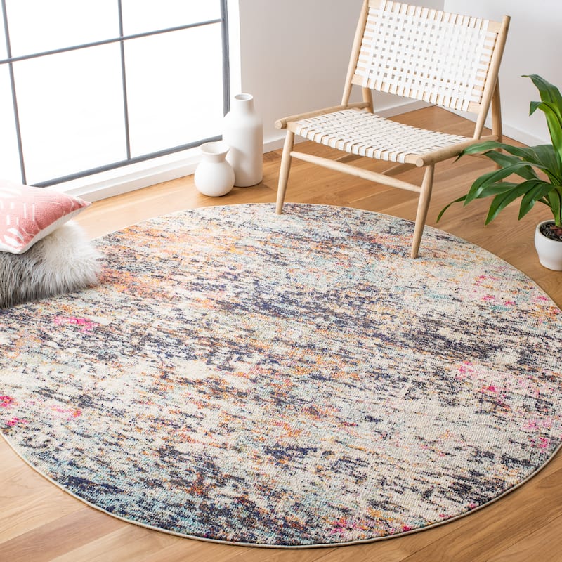 SAFAVIEH Madison Loane Modern Abstract Rug - 5' Round - Black/Gold - Round