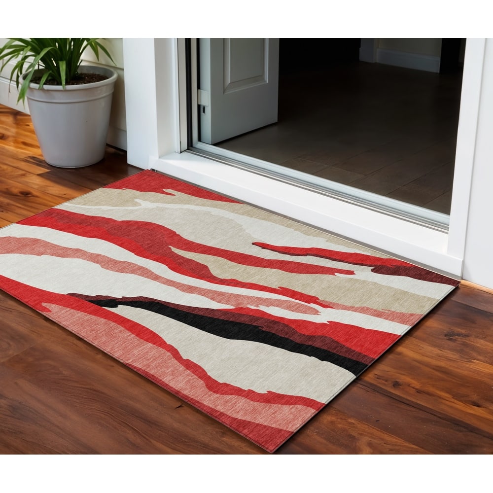 HomeRoots Abstract Transitional Rectangle Outdoor Rug