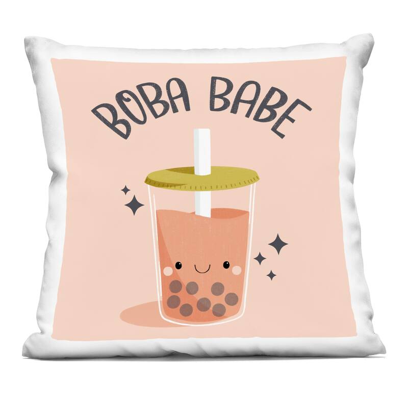 Stupell Boba Babe Bubble Tea Decorative Printed Throw Pillow Design by Sarah Hickman - Accent - Polyester - Pink - Single