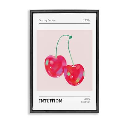Stupell Intuition Phrase Cherries Framed Floater Canvas Wall Art Design By LSR Design Studio